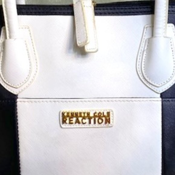 💖Kenneth Cole Reaction Tote bag with Front Pocket. Black & White, Like New! H60 - Picture 3 of 5